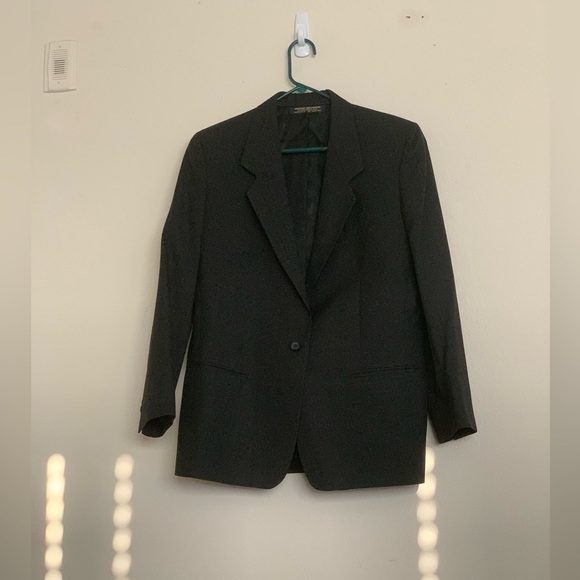 Brooks Brothers Women’s Classic 100% Wool Fitted 2-Button Lined Blazer Gray 12